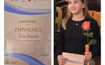 Tara Sisarić u Makarskoj primila Zahvalnicu Sanja Puharić za nominaciju za mladu volonterku godine 2025.
